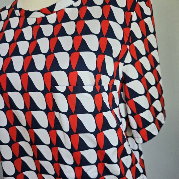 COS, New, Red White Navy Oversized Printed Poplin Shirt Shift Dress, Size 8 - Picture 7 of 16